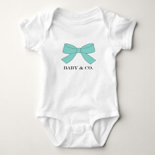 BABY Aquamarin Blue Bow Dusche Party Memento Strampler