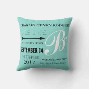 BABY Aquamarin Blue Gender Reveal Boy Room Decke Kissen