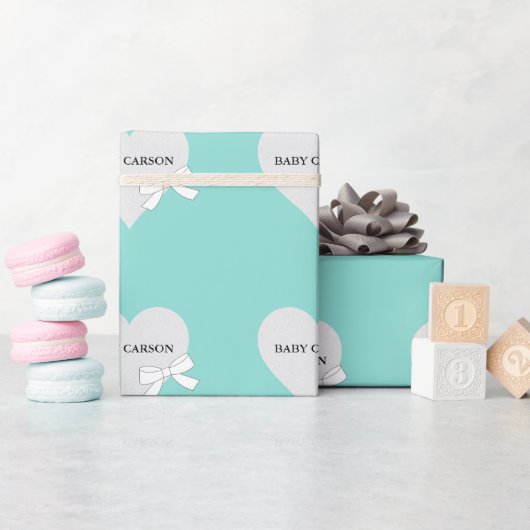 Baby Aquamarin Blue Sprinkle Dusche Party Personal Geschenkpapier (Babyparty)