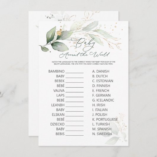 Baby Around the World Game Green & Gold Foliage (Vorne/Hinten)