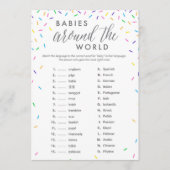 Baby Around the World Shower Game Card - Sprinklen Programm (Vorderseite)