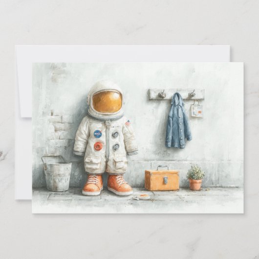 Baby Astronaut 1. Geburtstag Party Einladung (Vorderseite)