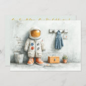 Baby Astronaut 1. Geburtstag Party Einladung (Vorne/Hinten)
