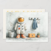 Baby Astronaut 1. Geburtstag Party Einladung (Vorne/Hinten)