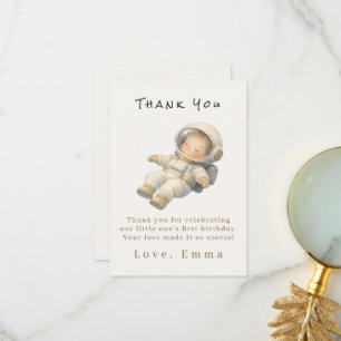 Baby-Astronaut Erstes Geburtstags-Dankeskarten Dankeskarte