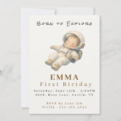 Baby Astronaut First Birthday Flat Invitation Card Einladung (Vorderseite)