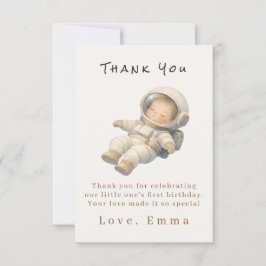 Baby Astronaut First Birthday Thank You Card Dankeskarte