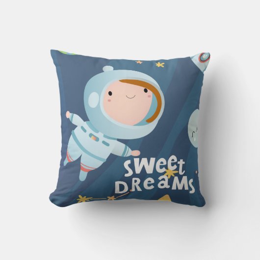 Baby Astronaut (Mädchen) Sweet Dreams Throw Kissen (Vorderseite)