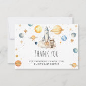 Baby Astronaut Space Babydusche Watercolor Danke Karte (Vorderseite)