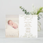 Baby-Atem-Blume Taufe Foto Einladung (Stehend Vorderseite)