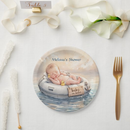 Baby auf Bord Dusche Pappteller (Hochzeit)