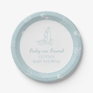 Baby auf Bord Kritzel Surfbrett Strand Baby-Party Pappteller