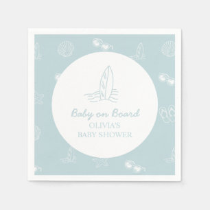 Baby auf Bord Kritzel Surfbrett Strand Baby-Party Serviette