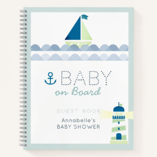 Baby auf Bord Nautical Blau Baby Shower Gästebuch Notizblock