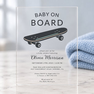 Baby auf Bord Skateboard-Baby-Party Acryleinladungen