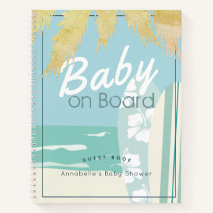 Baby auf Bord Strand Surf Baby Shower Gästebuch Notizblock