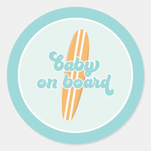 Baby auf Bord Surf Beach Baby Shower Runder Aufkleber