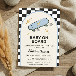 Baby auf Brett Skateboard-Baby-Party Einladung