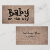 Baby auf dem Weg! Rustic Burlap Geschenkkarte Begleitkarte (Vorne/Hinten)