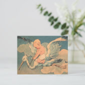 Baby auf einem Storch Postkarte (Stehend Vorderseite)
