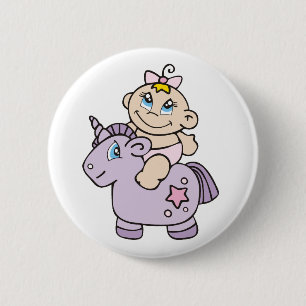 Baby auf Einhorn Button