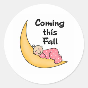 Baby auf Mond-Fall Runder Aufkleber