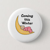 Baby auf Mond-Winter Button (Vorderseite)