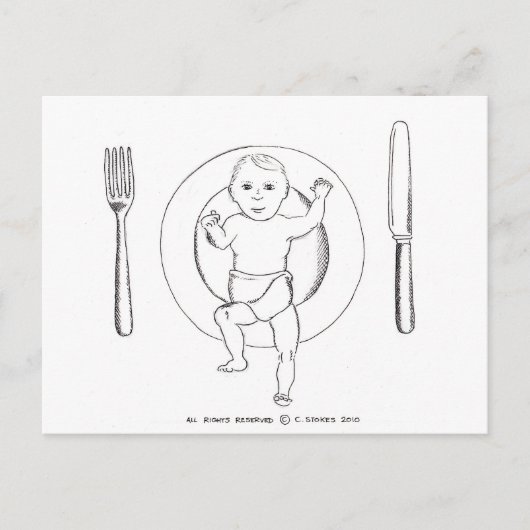 Baby auf Plate Postkarte (Vorderseite)