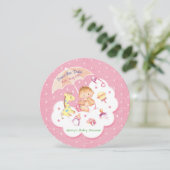 Baby auf rosa Cloud unter Umbrella Save The Date (Stehend Vorderseite)