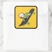 Baby auf (Skate) Board Quadratischer Aufkleber (Tasche)