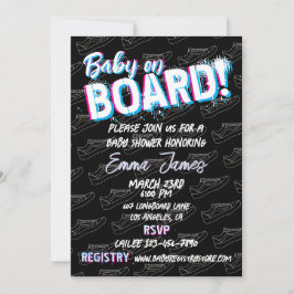 Baby auf Skateboard Schuhe - geschlechtsneutral - Einladung