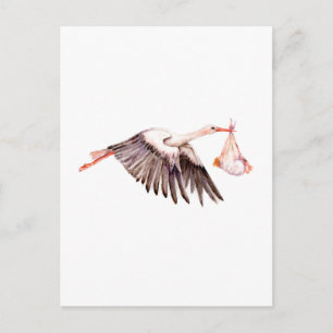 Baby auf Storch Postkarte