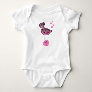 Baby-Ausstattungs-Rosa-Liebe-Vogel Baby Strampler