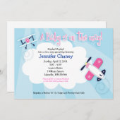 BABY AVIATOR Airplane 12x18 Baby Dusche Einladung (Vorne/Hinten)