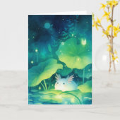 Baby Axolotl Blume Pond Karte (Gelbe Blume)