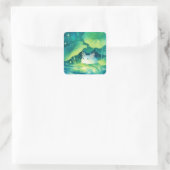 Baby Axolotl Blume Pond Quadratischer Aufkleber (Tasche)