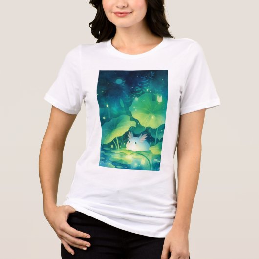 Baby Axolotl Blume Pond Tri-Blend Shirt (Vorderseite)