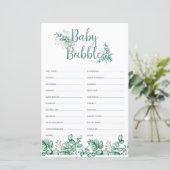 Baby Babble Greenery Baby Shower (Stehend Vorderseite)