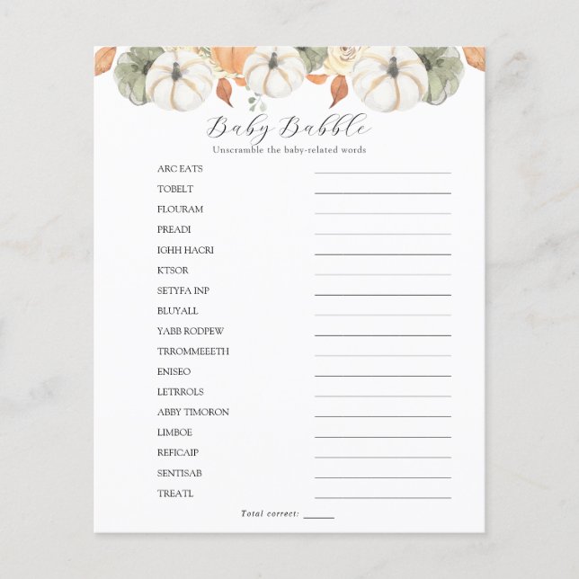 Baby Babble Word Scramble (Vorderseite)