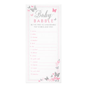 Baby Babble Word Scramble Game, Schmetterlinge Werbekarte