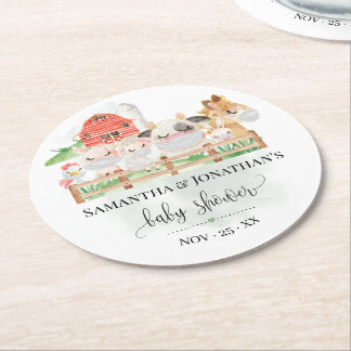 Baby-Baby-Babydusche Runder Pappuntersetzer