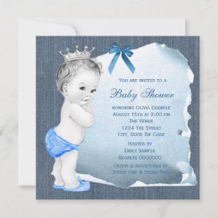 Baby Baby Boy Blue Denim Baby Dusche Einladung