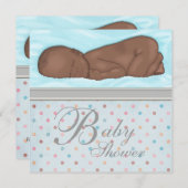 Baby Baby Boy Blue Gray Baby Dusche Einladung (Vorne/Hinten)