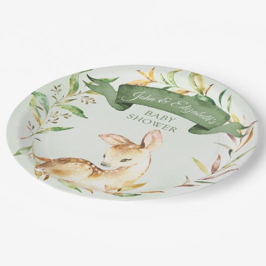 Baby Baby Deer Custom Baby Dusche Pappteller (Schrägansicht)