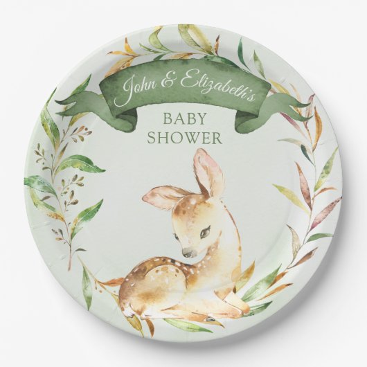 Baby Baby Deer Custom Baby Dusche Pappteller (Vorderseite)