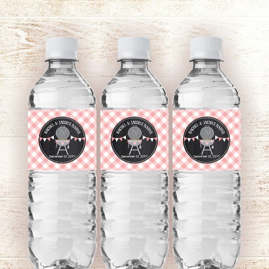 Baby Baby Girl Dusche Pink Gingham auf Chalkboard Wasserflaschenetikett