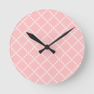Baby Baby rosa mit weißen Blumen Runde Wanduhr