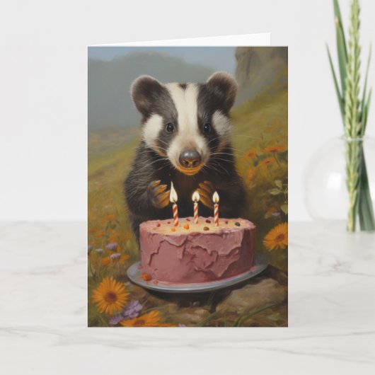 Baby-Badger mit Geburtstagskarte Dankeskarte (Vorderseite)