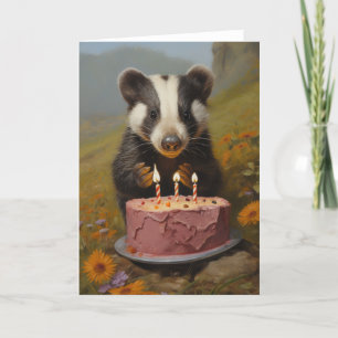 Baby-Badger mit Geburtstagskarte Dankeskarte