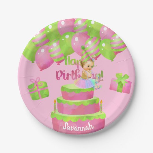 Baby Ballerina Birthday Paper Plate Pappteller (Vorderseite)